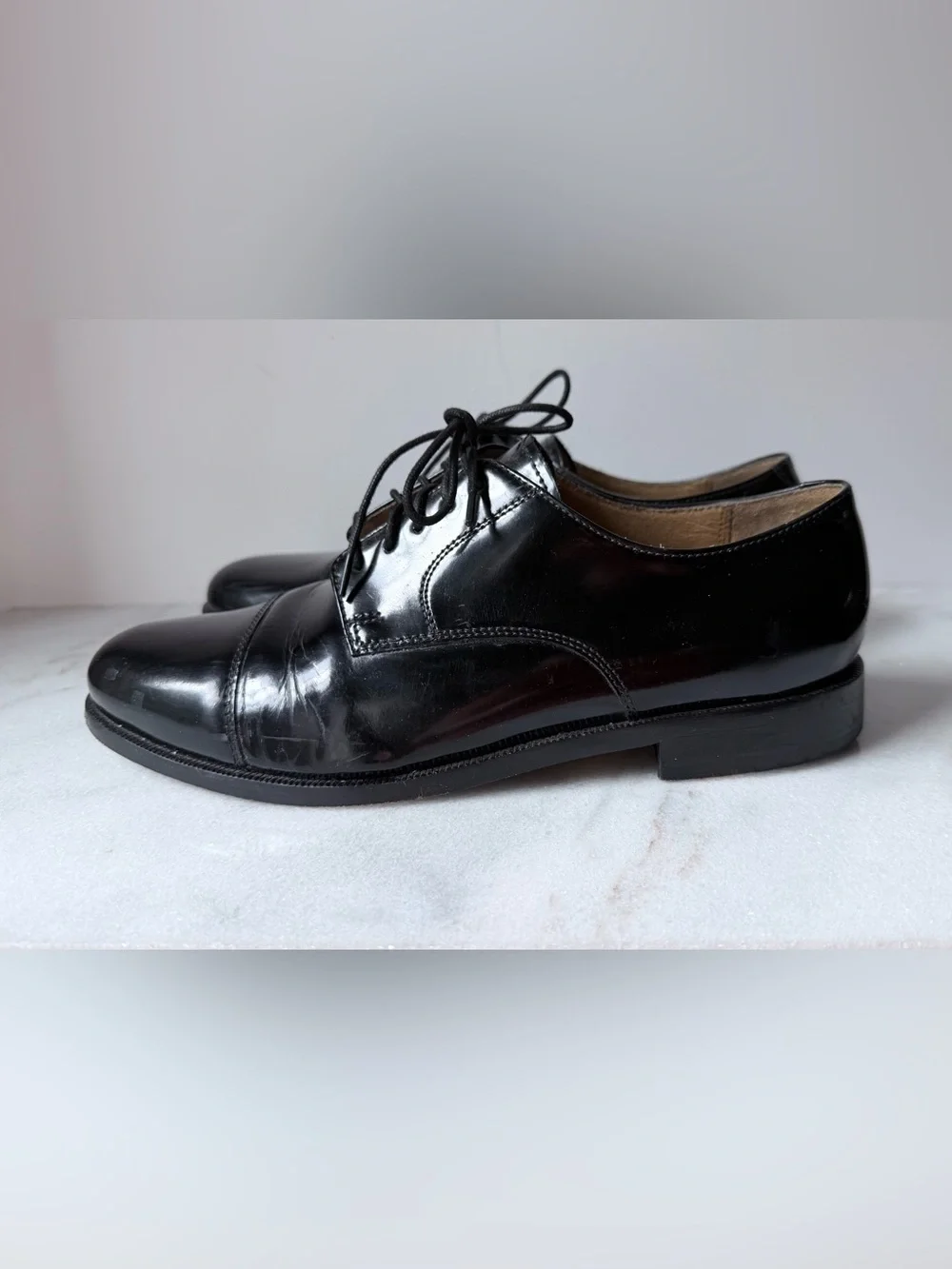 Cole Haan Men's Caldwell cap toe oxfords in black patent leather